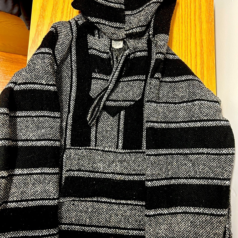 Large black, gray and white boho hoodie